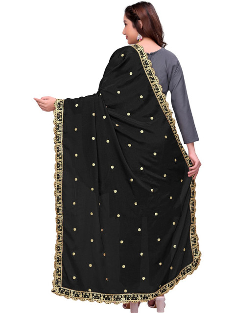 Kemza Ethnic Motifs Embroidered Dupatta with Sequinned - Image 5