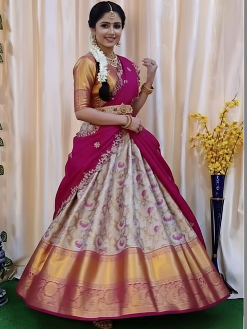 SWAMI STUDIO Semi-Stitched Lehenga & Blouse With Dupatta