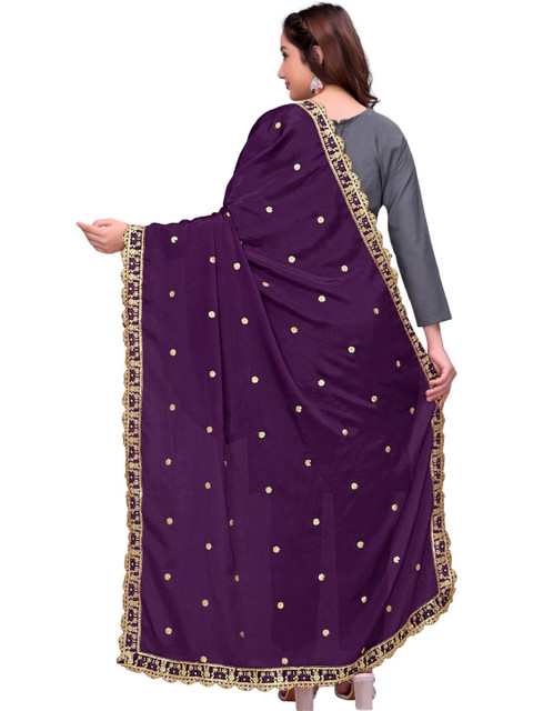 Kemza Ethnic Motifs Embroidered Dupatta with Sequinned - Image 5