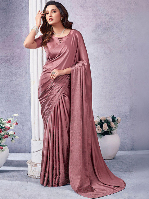 SANISA Embellished Beads and Stones Satin Designer Saree
