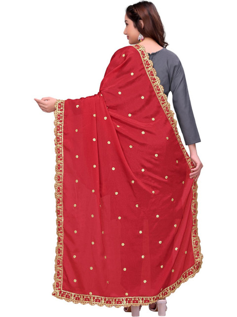 Kemza Ethnic Motifs Embroidered Dupatta with Sequinned - Image 5