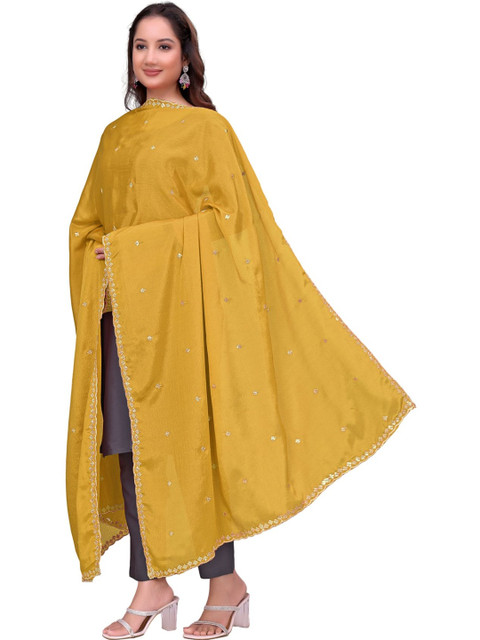 Kemza Ethnic Motifs Embroidered Dupatta with Sequinned