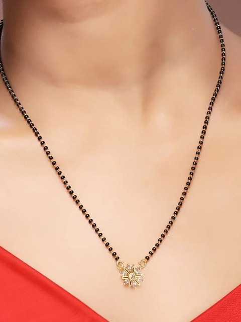 Jewelaa Gold-Plated Artificial Stones and Beads Mangalsutra