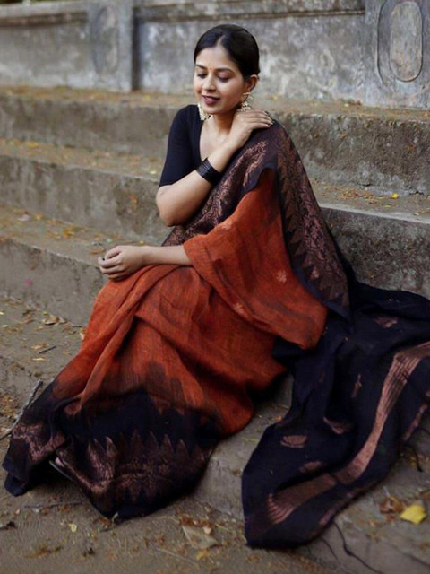 SANISA Woven Design Zari Handloom Saree - Image 3