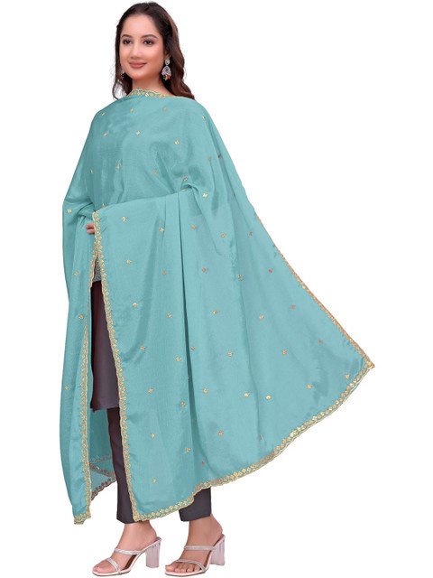 Kemza Embroidered Ikat Dupatta with Sequinned