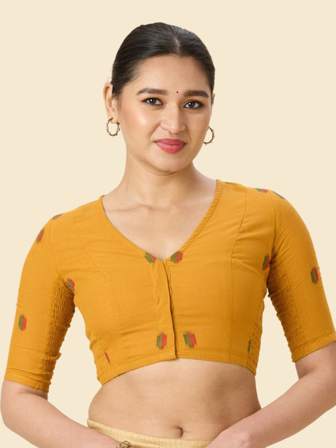 Studio Shringaar Printed Cotton V-Neck Saree Blouse