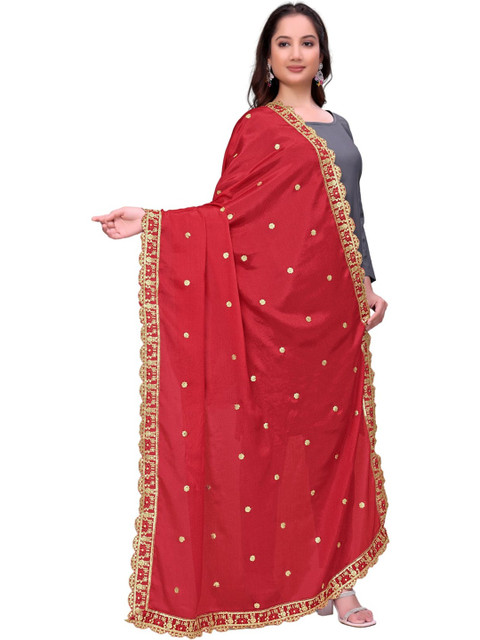 Kemza Ethnic Motifs Embroidered Dupatta with Sequinned - Image 3