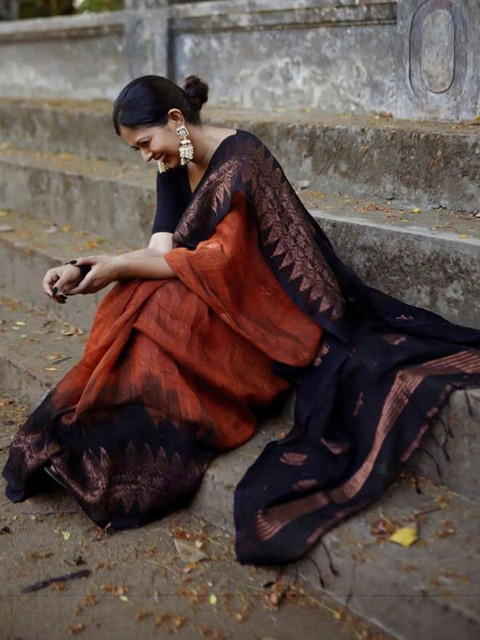 SANISA Woven Design Zari Handloom Saree - Image 5