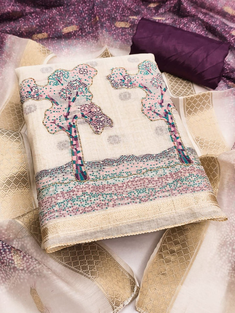 HMP Fashion Embroidered Unstitched Dress Material