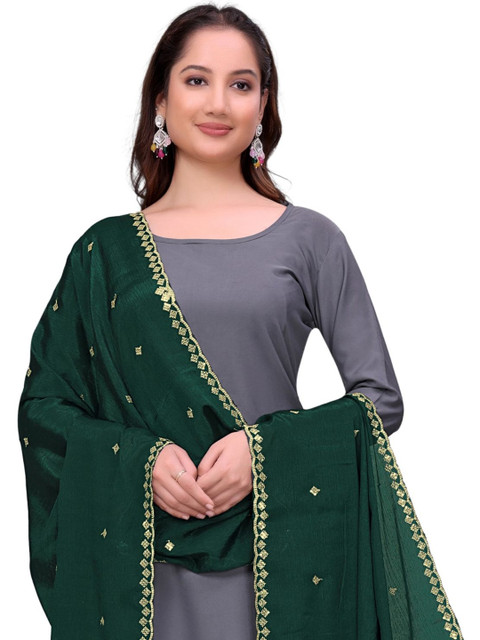 Kemza Ethnic Motifs Embroidered Dupatta with Sequinned - Image 2