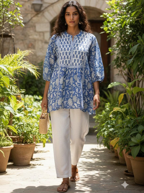 Anouk Rustic Botanical Printed Pure Cotton Kurti