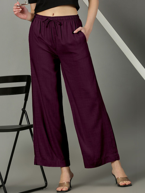 Sadda Fashion Wine Comfy Slub Palazzo - Image 2