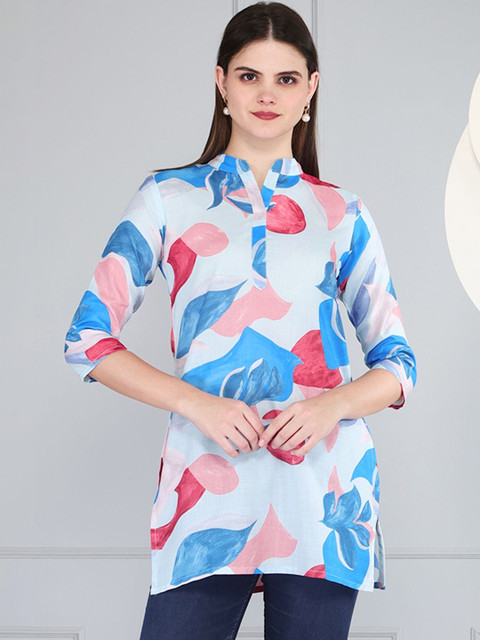 Anouk Print Mandarin Collar Top