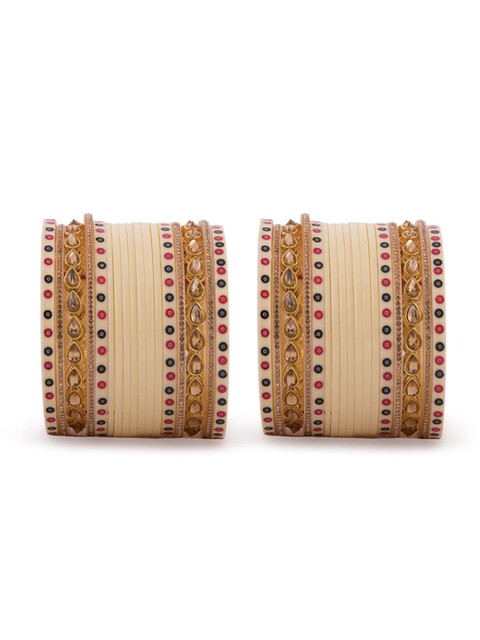 T4 JEWELS Set Of 30 Gold-Plated Stone Studded Bangle