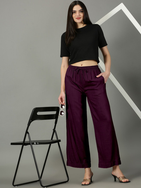 Sadda Fashion Wine Comfy Slub Palazzo