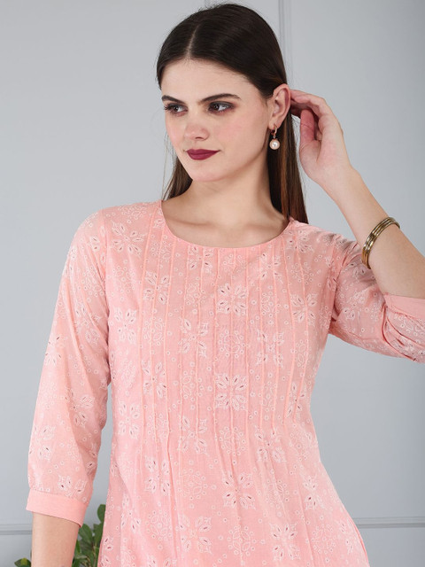 Anouk Cotton Fabric Printex Round Neck Peach Co-ord Set - Image 5