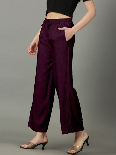 Sadda Fashion Wine Comfy Slub Palazzo - Image 3