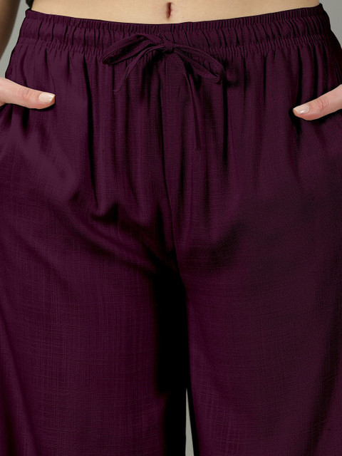 Sadda Fashion Wine Comfy Slub Palazzo - Image 4