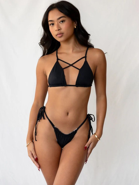 NVYARI Halter Neck Stretchable Swim Bikini Set