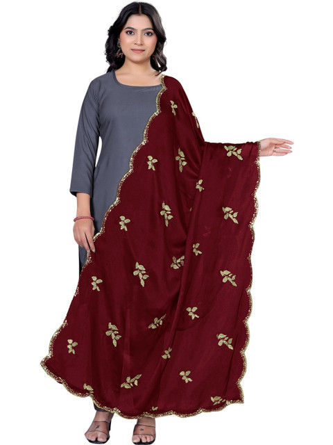 Kemza Ethnic Motifs Embroidered Dupatta with Beads and Stones