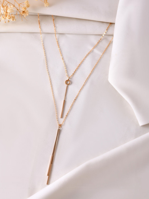VOJ Brass Gold-Plated Layered Necklace