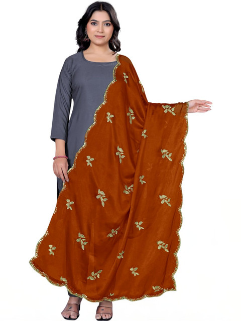 Kemza Ethnic Motifs Embroidered Dupatta with Beads and Stones