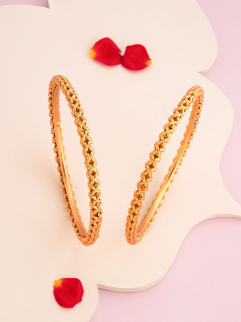 Kushal's Fashion Jewellery Set of 2 Gold-Plated Bangles