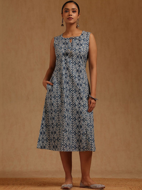 Soch Floral Print Keyhole Neck A-Line Midi Dress