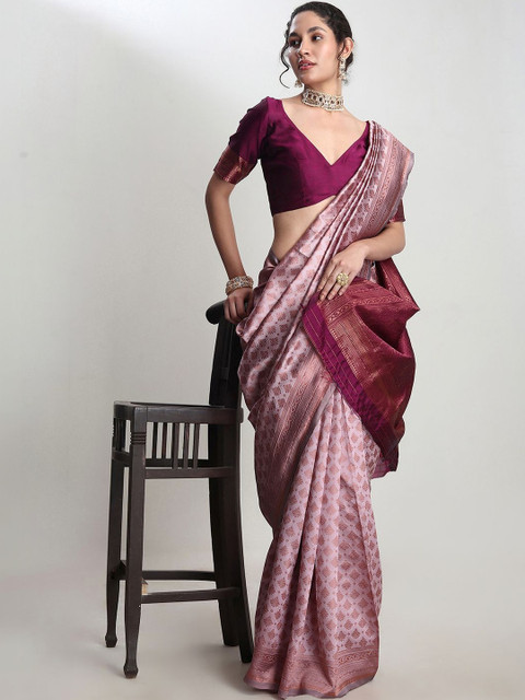 THREAD BOX Woven Design Silk Blend Handloom Banarasi Saree