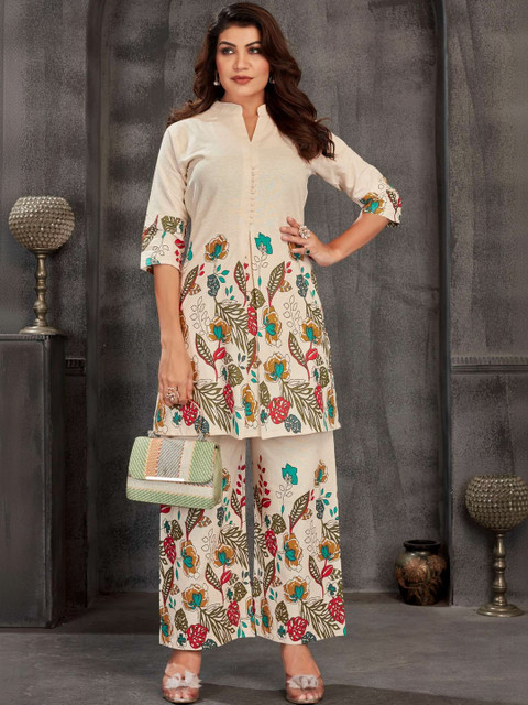 Altecia Printed Mandarin collar Tunic & trousers Co-Ord set