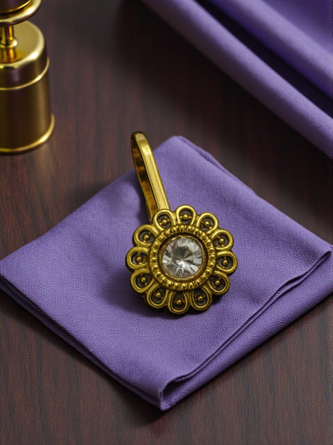 AccessHer Gold-Plated Artificial Stones and Beads Stud Nosepin
