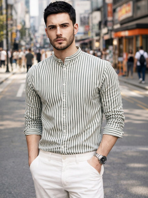 HERE&NOW Men Smart Multi Stripes Striped Casual Shirt