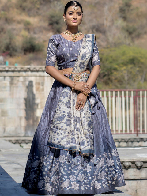 GROOTINN Printed Kalamkari Ready to Wear Lehenga & Blouse With Dupatta