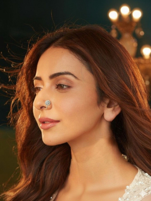 AccessHer Silver-Plated Artificial Stones and Beads Stud Nosepin - Image 3