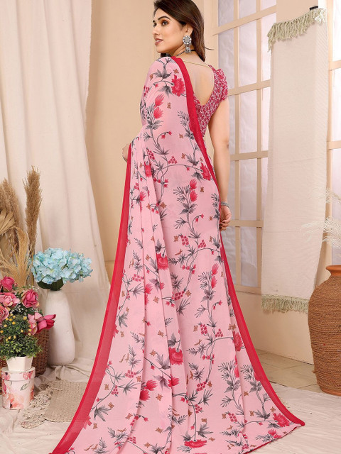 STYLE MODA Floral Poly Georgette Saree - Image 3