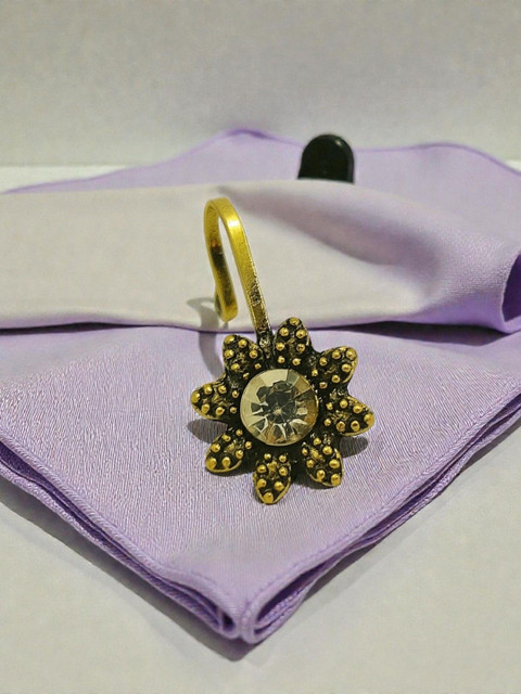 AccessHer Gold-Plated Artificial Stones and Beads Stud Nosepin