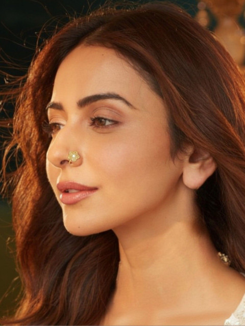 AccessHer Gold-Plated Artificial Stones and Beads Stud Nosepin - Image 3