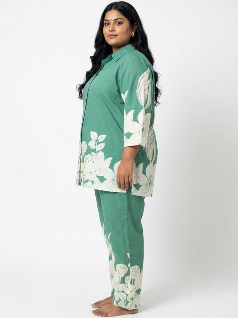 KALINI Plus Size Cotton Floral Print Co-ord Set - Image 5