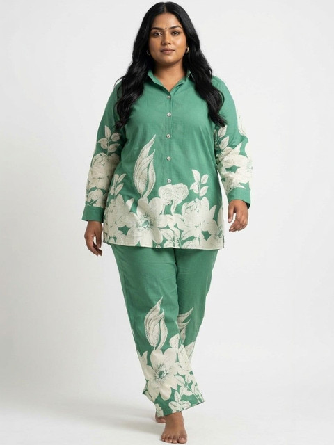 KALINI Plus Size Cotton Floral Print Co-ord Set
