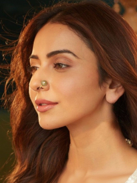 AccessHer Gold-Plated Artificial Stones and Beads Stud Nosepin - Image 3