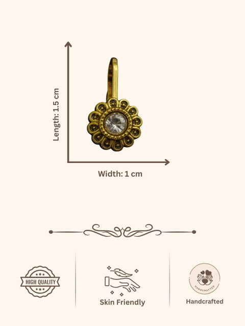 AccessHer Gold-Plated Artificial Stones and Beads Stud Nosepin - Image 7