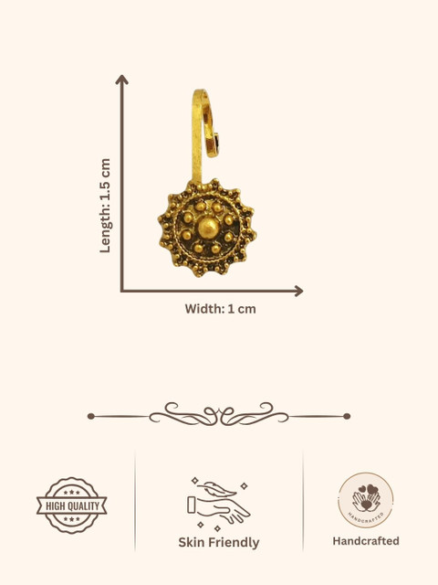 AccessHer Gold-Plated Artificial Stones and Beads Stud Nosepin - Image 7