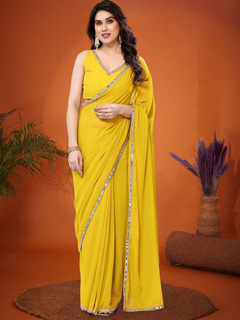 ADHIRITI Sequinned Poly Georgette Designer Saree