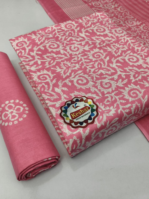 Keshar Printed Pure Cotton Unstitched Dress Material