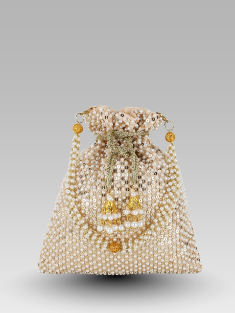 Anouk Embellished Sequined Tasselled Potli Clutch