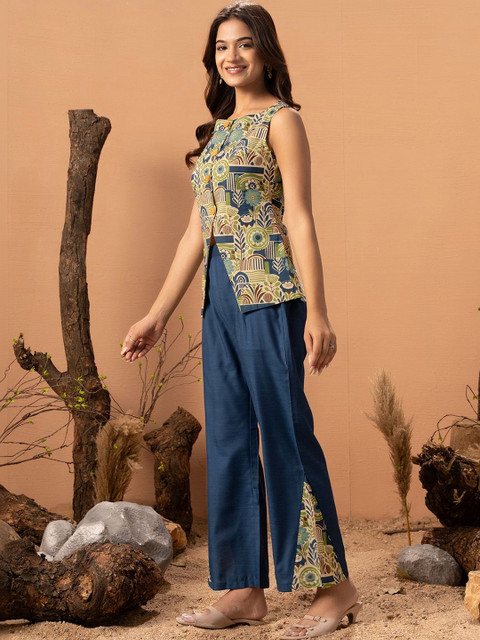 WEAVLLITE Blue Cotton Printed Co-ord Set - Image 4