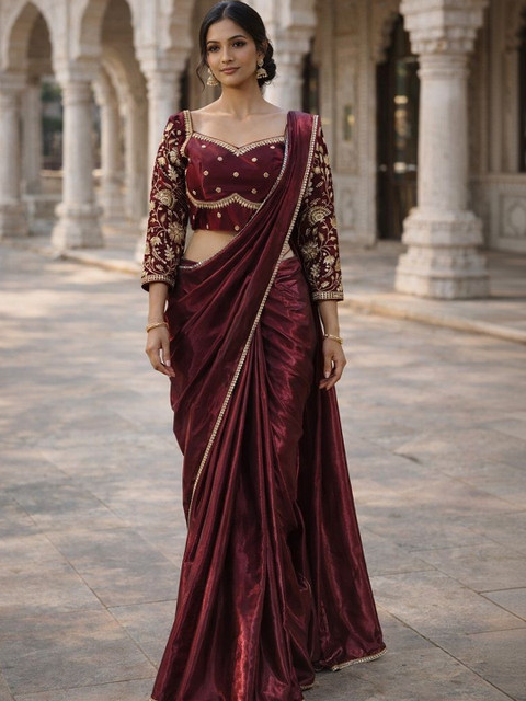 NANCY DESIGNER Ethnic Motifs Embroidered Heavy Work Saree