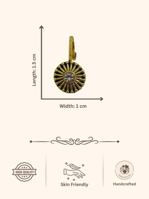 AccessHer Gold-Plated Artificial Stones and Beads Stud Nosepin - Image 7