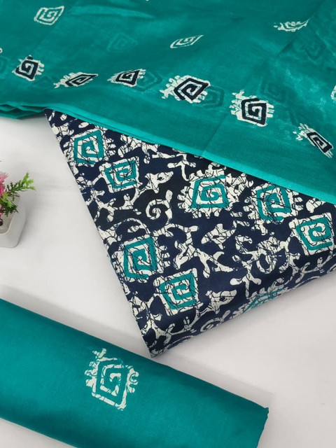 Keshar Printed Pure Cotton Unstitched Dress Material - Image 3