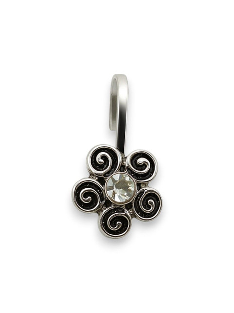 AccessHer Silver-Plated Artificial Stones and Beads Stud Nosepin - Image 5